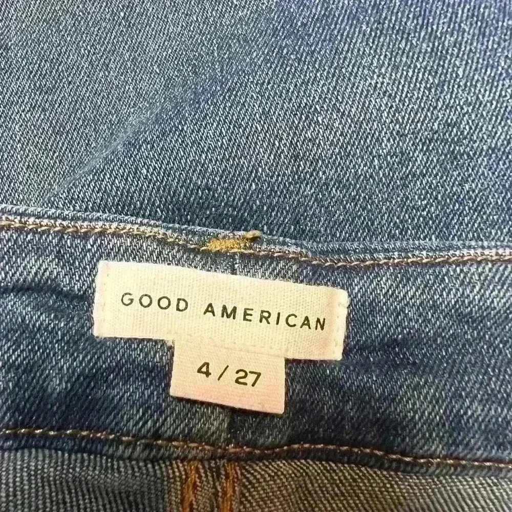 GOOD American Good Straight Legs Raw Hem High Waist Jeans Size 4/27 - Picture 9 of 10
